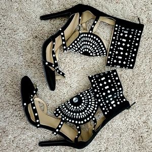 High heeled bejeweled shoes